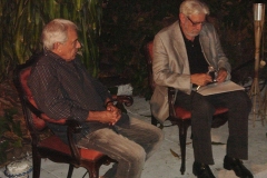 Carlos Lyra e Ivan Junqueira falam sobre a poesia de Vinicius de Moraes no Largo da Mãe do Bispo