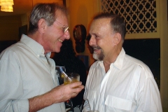 Alberto Rosenblit e Cravo Albin, durante o coquetel em homenagem a compositora Sueli Costa